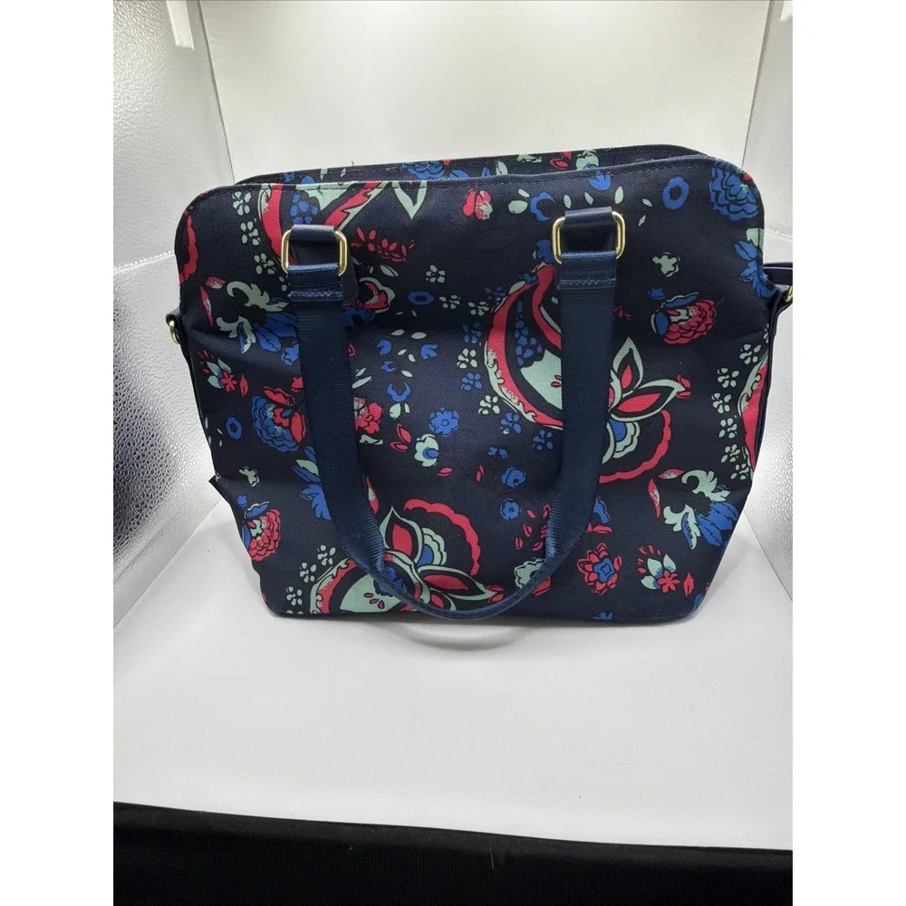 Dabney Lee Paisley Floral Insulated‎ Lunch Bag Navy Travel Tote